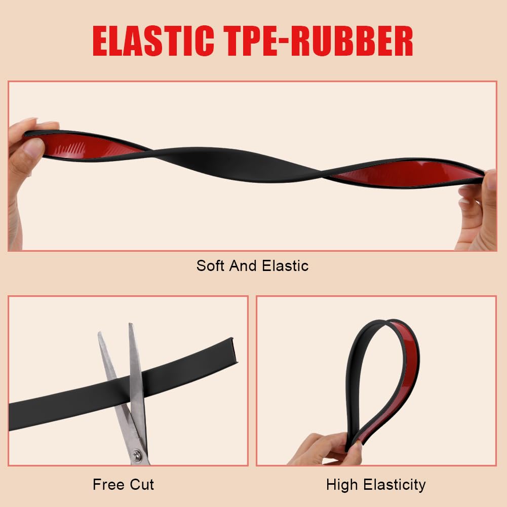 NUTKIT 4m*18mm U-Shape Flexible Furniture Edge Banding, Self Adhesive TPE Kitchen Worktop Edging Strip, DIY Furniture Edge Protectors for Baby Safty, Table Stair Cabinet Corner Edging Trim, Black - Image 3