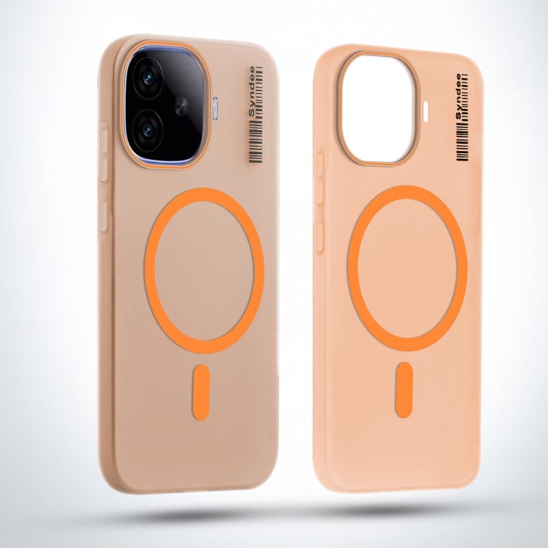 Image of Mr. Case Back Cover for iQOO Neo 10R 5G Sleek Frosted Translucent Back Only Compatible with Wireless Magnetic Accessories | Anti-Scratch Shockproof Phone Cover - Orange