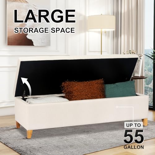 Image of Ottoman with Storage 51 Inch End of Bed Storage Ottoman Bench
