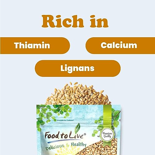 Food to Live Golden Flax Seeds, 12 Ounces – Premium Whole Flaxseeds for Nutritious Recipes, Baking, and Snacking - Rich in Omega-3, Fiber, Protein. Raw, Vegan, Kosher, Bulk. Semillas de Linaza - Thumbnail 6