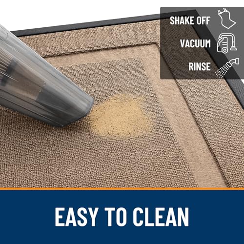 Image of OLANLY Front Door Mat Indoor Outdoor Entrance, Waterproof All-Season, All-Weather Doormat, Sturdy Natural Rubber, Low Profile, Easy Clean Patio Porch Entryway Mat, 47x32, Mocha