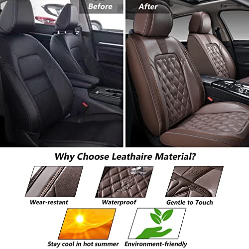 Coverado Car Seat Covers Front, 2-Pack Universal Seat Covers For Cars, Luxury Leathaire Seat Cushions, Seat Protectors Waterproof Dirt-Resistant Uv-Resistant Seat Covers Fit For Most Vehicles Brown #TOP4