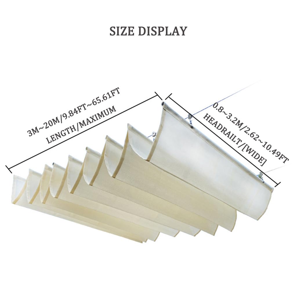 Baldacchino per patio all'aperto, vela ombreggiante retrattile, 90% ombra, blocco UV, tessuto in poliestere per giardino, veranda o posto auto coperto (0,6 x 10 m)