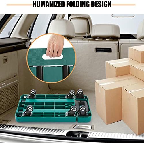 BACOENG Folding Hand Truck, 227kg Heavy Duty Platform Truck Utility Cart with 6 Wheels, Extension Board for Luggage Travel Moving, Black