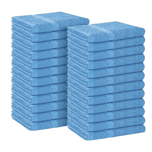 Image of Avalon Towels Salon Towel - Sky Blue Hand Towels Bulk Pack of 24 - 100% Cotton Absorbent Spa, Facial & Gym Towel for Working Out - 16x27 Inches (Not Bleach Proof)