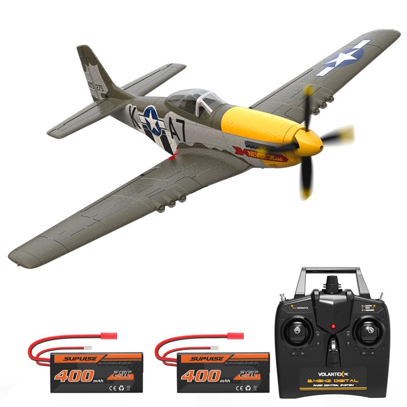 RC Airplane Brushless P51D Mustang RC Plane Ready to Fly Remote Control Airplane Fighter with 6-Axis Gyro, 3 Flight Modes & Aerobatics 2.4GHz Radio Controlled Aircraft for Beginners, Boys & Adults