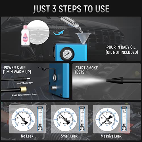 Automotive Smoke Machine Leak Detector, Vxscan Evap Vacuum Leakage Tester, Fuel Pipe Diagnostic Tester With Flow Meter & Pressure Gauge For All 12V Vehicles #TOP2