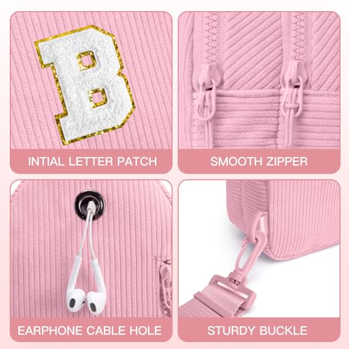 Image of Viverte Small Corduroy Sling Bag Initial Crossbody Bag Fanny Pack for Girls Personalized Birthday Gifts for Teen Girls Gifts
