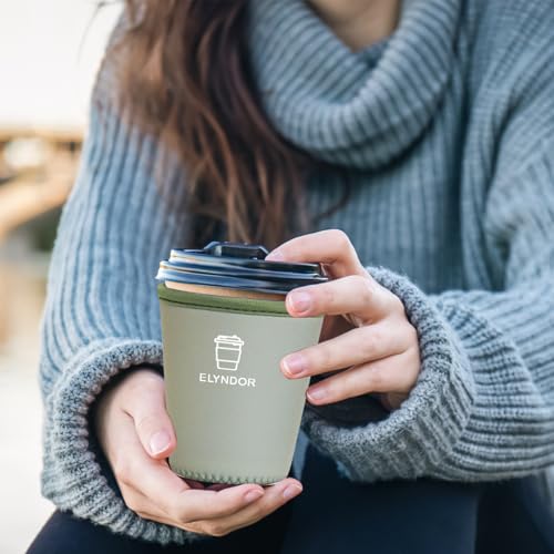 Image of Reusable Insulated Sleeve for Iced Coffee Cup, 3-Pack Coffee Neoprene Drink Sleeve for Cold & Hot Drinks, Beverage Holder for Iced Coffee (Sage Solid)