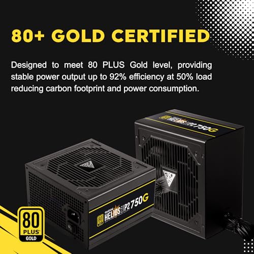 Image of GAMDIAS PCIe 5.1 & ATX3.1 Gold 750W Power Supply for GeForce RTX 5000 /4000 /3000 Series, 750W Fully Modular ATX 80 Plus Gold Computer PSU for Gaming PC Desktops, Low-Noise Fan, Helios P2-750G
