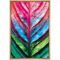 SIGNWIN Framed Canvas Wall Art Bright Red, Blue and Green Tropical Palm Leaves Botanical Plants Watercolor Abstract Modern Closeup Colorful for Living Room, Bedroom, Office - 16