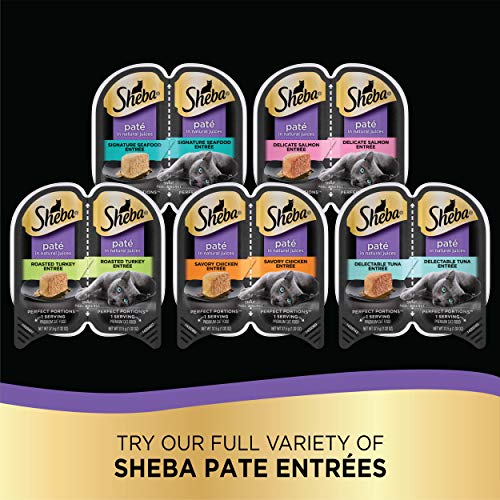Sheba Wet Cat Food Pate Variety Pack, Savory Chicken, Roasted Turkey, And Tender Beef Entrees, 1.32 Oz., 24 Perfect Portions Twin Pack Trays (1 Pack) #TOP7
