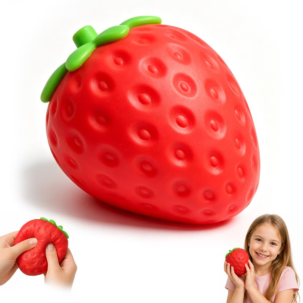 Giant Strawberry Squishy, SGZIOO Big Strawberry Squishy for Adult and Teen, Jumbo Fruit Squishies, Realistic Strawberries Stress Ball, Sensory Toy for Stress, Anxiety Relief, Soft Squeeze Fidget Toys