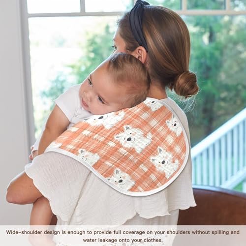 vvfelixl Muslin Burp Cloths Cheerful Dog Orange Grid Baby Washcloths for Baby Girl Boys 2 Pack4