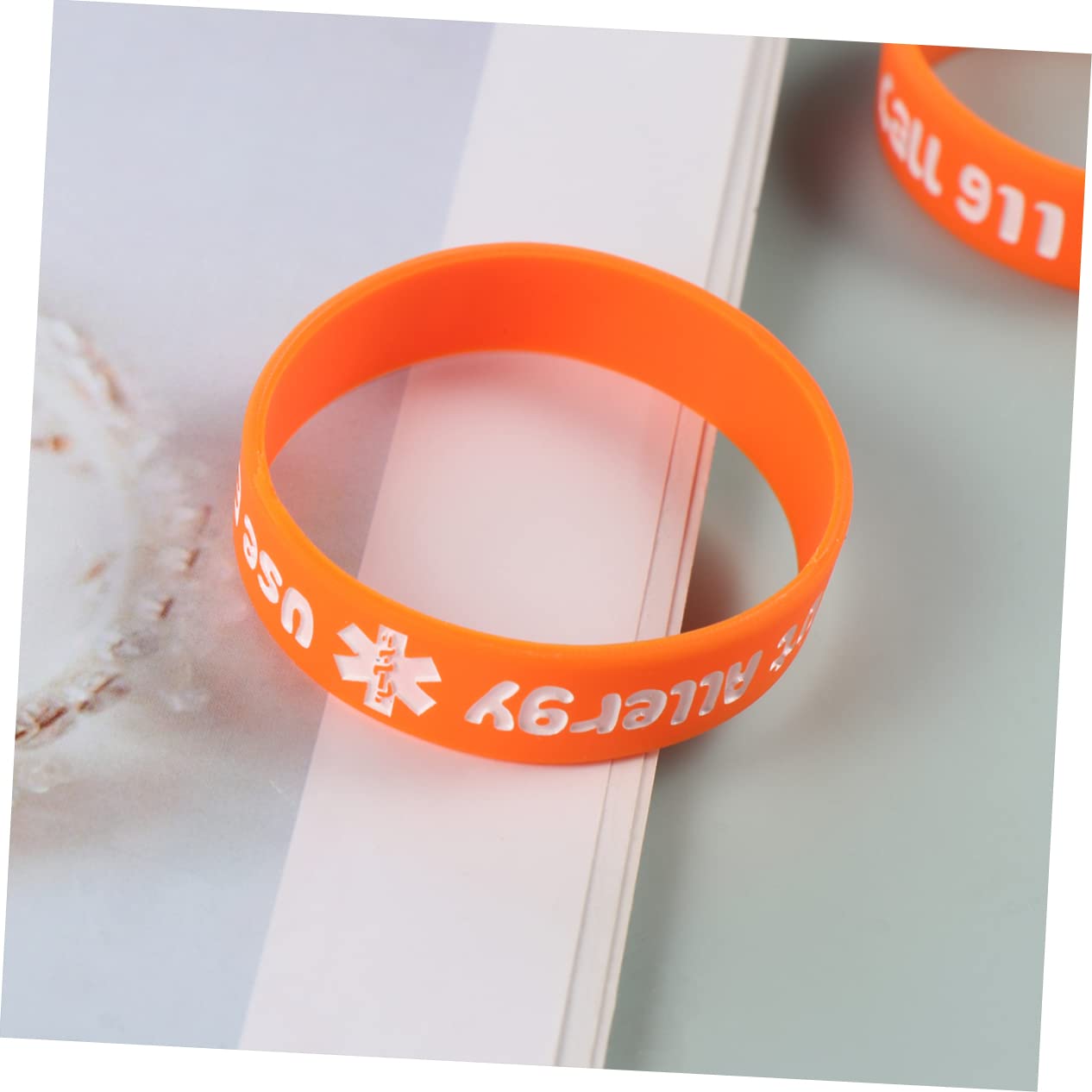 GOOHOCHY 4pcs Orange PVC Bracelet Warning Wristbands for Durable Hand Straps with Multiple Designs Comfortable Wear for Parties and Everyday Use