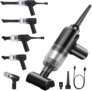 NK Aspirador de Mano sin Cable 65.000RPM - Multifunción (Aspira, Sopla e Hincha), Potencia 70W, Baterías 4.000mAh, USB-C, 5 Boquillas Multi-Usos, Filtro HEPA Lavable (para Coche y Hogar)