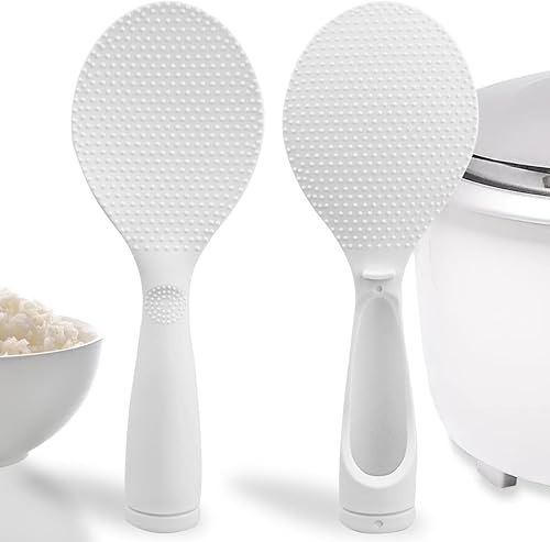 2 cucharas antiadherentes para servir arroz, pala de arroz, resistente al calor, color blanco