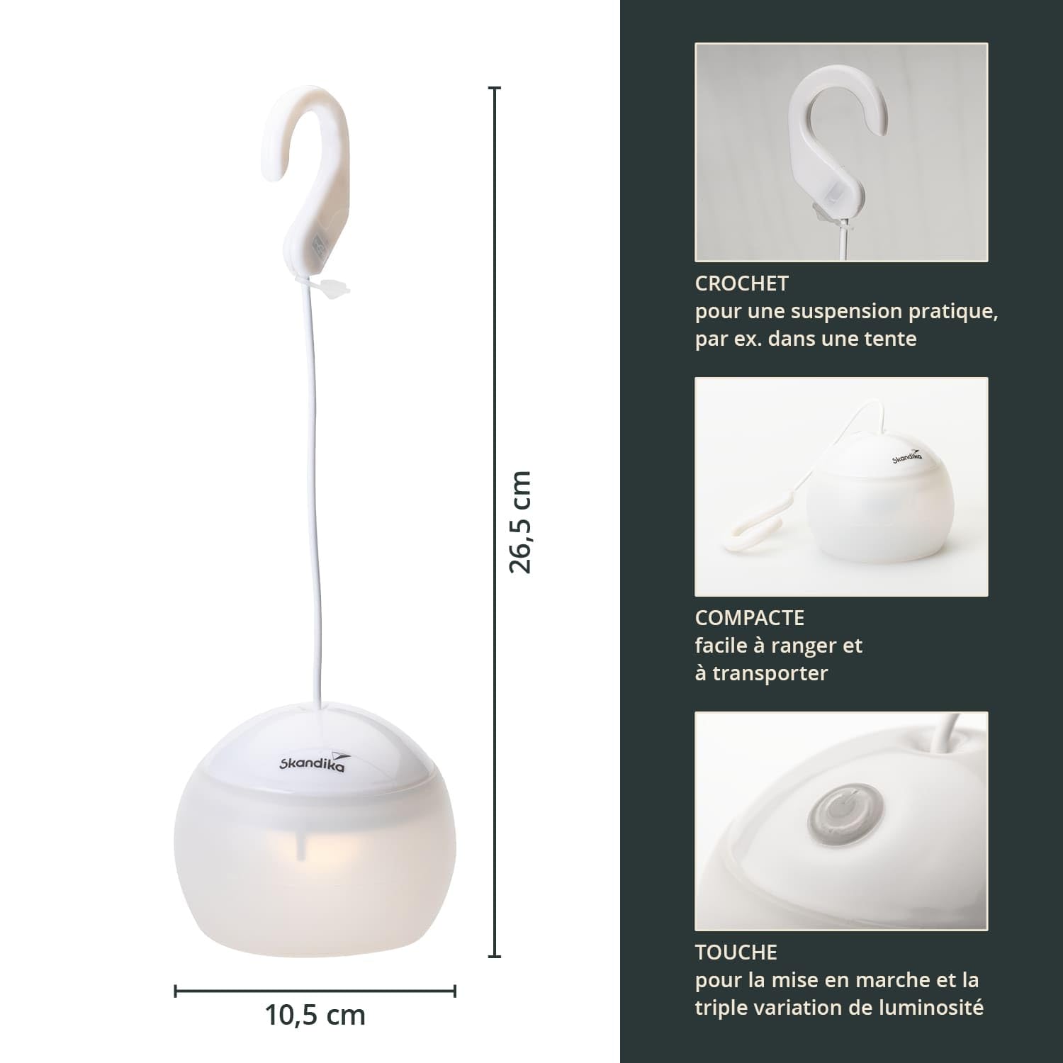 Lampe LED Camping Skandika Kiruna - Lanterne Rétro Avec Powerbank, Rechargeable, 75h Autonomie, Blanc Chaud/Froid