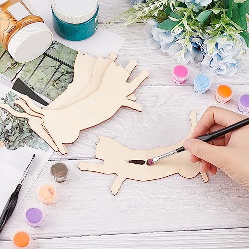 OLYCRAFT 4Pcs Unfinished Wood Pieces 14.8x10.9cm Cat Wood Pieces 2.3mm Thick Cat Cutout Unfinished Wood Undyed Wooden Cats Slices Blank Wooden Slices for DIY Crafts Wall Decoration Pendants - Image 3
