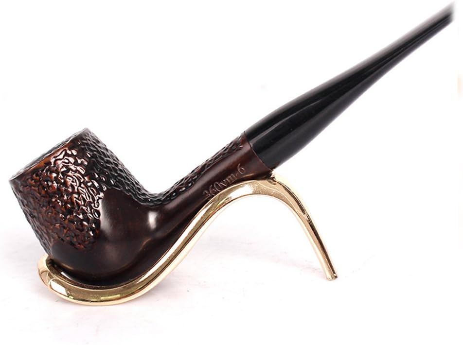 UrChoiceLtd® Smoke Pipe Classic Brwon Ebony 9MM Filter Element Wood Smoking Estate Pipe Pipes Ebony Circled Best For Gift - Hand Made (519-Ebony)