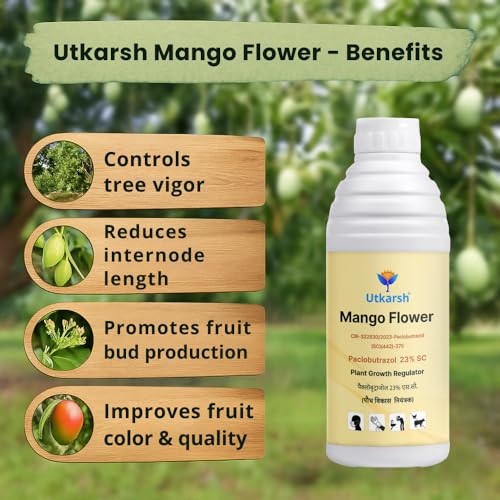 Image of Utkarsh Mango Flower - Paclobutrazol 23% SC, Plant Growth Regulator | Enhances Flowering, Controls Shoot Growth & Improves Fruit Size & Quality | 10 Litre
