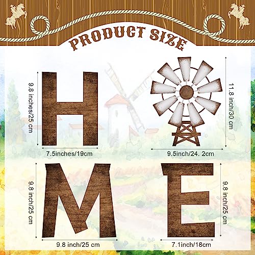 Junkin-4-Pieces-Rustic-Farmhouse-Wall-Decoration-Wooden-Home-Sign-with-Windmill-Western-Home-Wall-Art-Farmhouse-Home-Decoration-Cowboy-Home-Letters-Hanging-Sign-for-Entryway-Living-Room-Kitchen Junkin 4 Pieces Rustic Farmhouse Wall Decoration Wooden Home Sign with Windmill Western Home Wall Art Farmhouse Home Decoration Cowboy Home Letters Hanging Sign for Entryway Living Room Kitchen