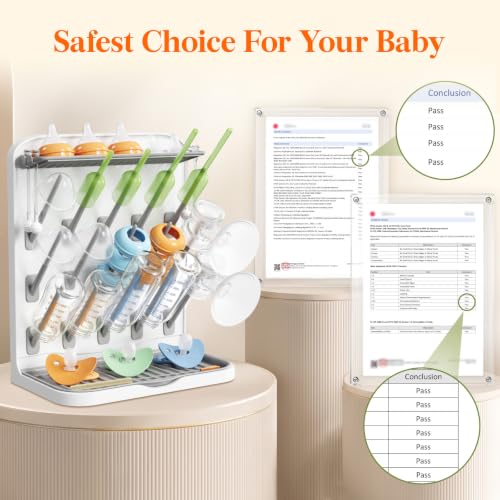 Image of Lifewit Large Baby Bottle Drying Rack 15 Hooks, Newborn Essentials Must Haves, Bottle Storage Organizer for Countertop, Cabinet, Rack Dryer Holder for Pacifiers, Pump Parts, Baby Stuff (Pack of 2)