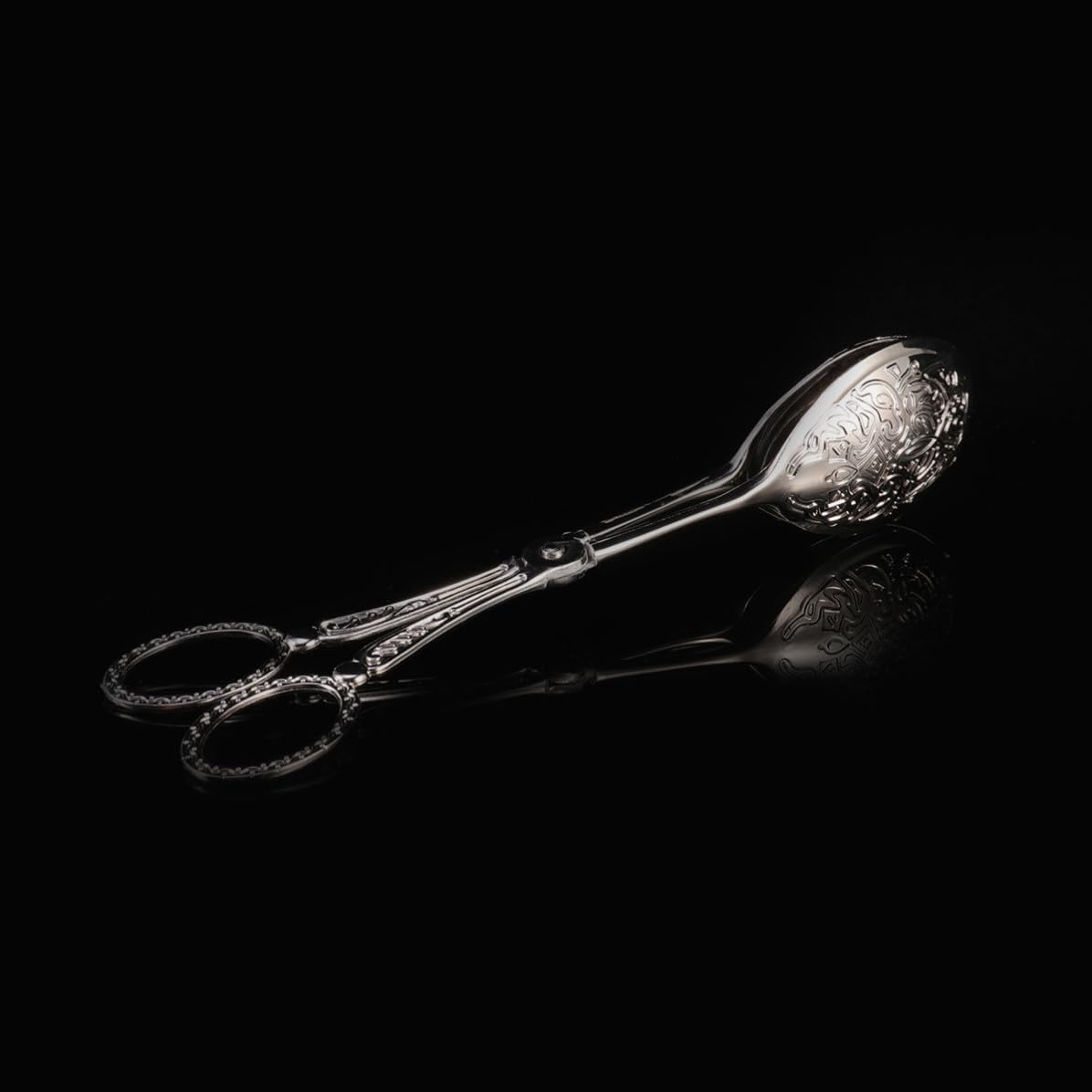 VOSAREA Vintage Zinc Alloy Bread Cake Serving Tong Secure Grip and Lightweight Design, round Head Food Serving Tong for Hotel and Home Party Buffet Use