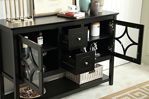 Mixcept 52" Stylish Sideboard Buffet Cabinet Wood Console Table Storage Cabinet With 2 Doors And 2 Drawers, Black #TOP5