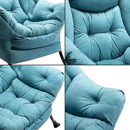 HollyHOME Lazy Chair with Foldable Ottoman, Accent Comfy Lounge Armchair and Folding Footrest Stool, Leisure Sofa Reading Chair and Footstool for Living Room, Bedroom, Dorm,Blue by HollyHOME - Used condition - Image 6
