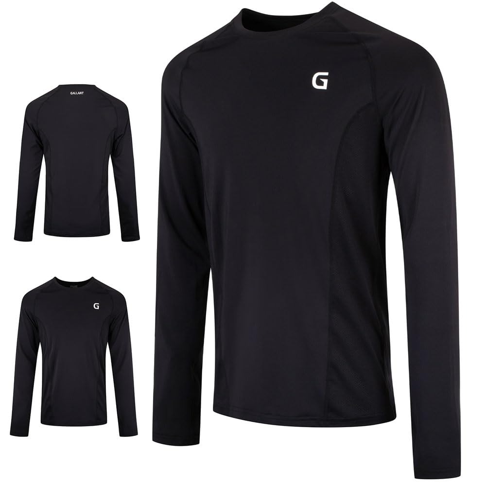 GallantMens Long Sleeve Compression Shirt Base Layer Tops Moisture Wicking Mock Training Top for Golf Football Running Gym Cycling Workout Under Layer Skins Athletic Fit