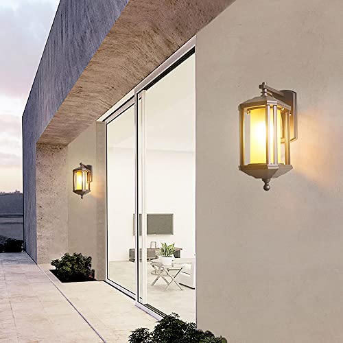 Lanterne murale sur pied E27 design en verre et métal robuste - 7