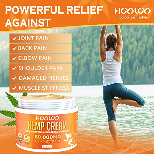 Hemp Cream, HOOLOO 60,000 Natural Hemp Extract Cream, Fast Relief, Muscle, Joint, Lower Back, Knees, Fingers, Nerves, Made in USA, 5oz - Image 4