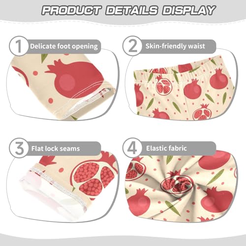 Pomegranate Pattern with Leaves Girls Leggings,Workout Leggings for Girls Toddler Athletic Leggings Size for 3-10T3