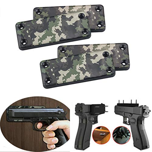 HECLOUD 4 Pcs Magnet Gun Mount 50lbs Magnetic Wall Mount Holder Concealed Gun & FirearmAirguns, Rifle and Pistol Camouflage Magnet Suction Holder Rack Cover Portable for Truck, Car, Vehicle, Table