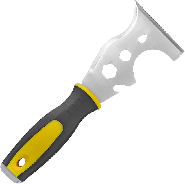 CHEERYMAGIC Stainless Steel Scraper 13-in-1 Wall Scraper Multipurpose Paint Stripper Scraper with Soft Grip Handle Filling Putty Knife Scraper for Wallpaper Drywall Decals Removal Painting A2-DDNZ (1)