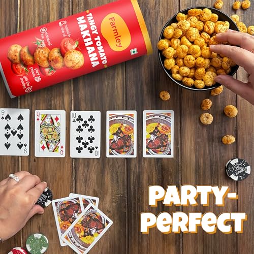 Image of Farmley Roasted Makhana, Tangy Tomato Flavor | 77g Each | Healthy Snack Roasted in Olive Oil | Guilt-Free & Crunchy Munchies | Pack of 2
