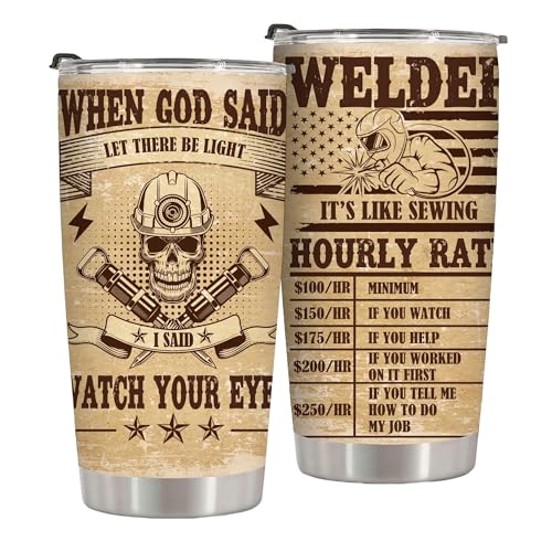 TSLOVER Welder Skull Tumblers for Men,Funny 20 Oz Insulated Travel Coffee...