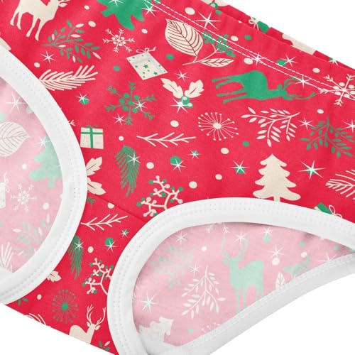 Little Girl Underwear Toddler Panties Kids Undies Christmas Elk Snowflake Soft Cotton Briefs 2T-8Y4
