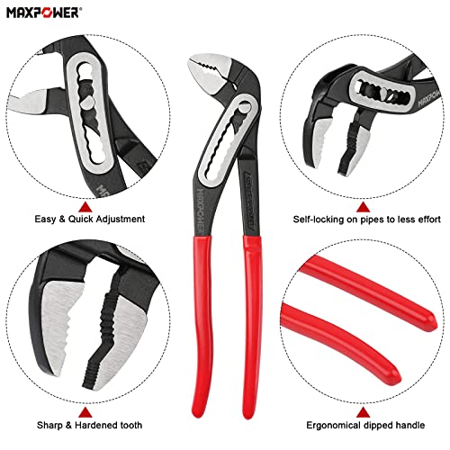 Maxpower Adjustable Wrench 12-Inch And Water Pump Pliers Set 12" 10" 7" #TOP6