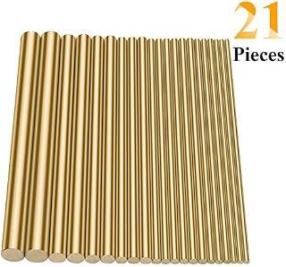 Sutemribor Brass Round Rods Bar Assorted Diameter 2-8mm for DIY Craft (21 PCS)