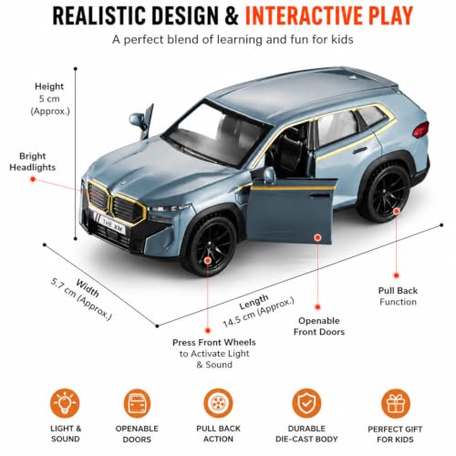 Image of Mashes BMW XM SUV Car 1:32 Scale Model Car Exclusive Alloy Metal Pull Back Die-cast Diecast Metal Pullback Toy Openable Doors & Light Music Best Gifts Toys Kids【Colors as Per Stock】