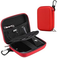 AGPTEK Custodia Hard Disk Esterno 2.5´´ per HDD,WD Western Custodia Rigida Antiurto Impermeabile Borsa SSD Disco Rigido Toshiba,Passaporto,Scheda SD,Rosso