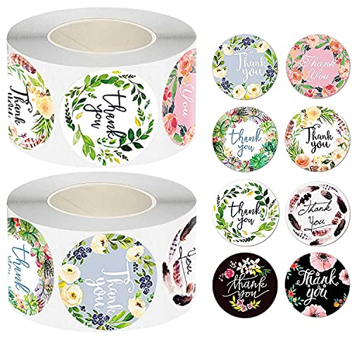 Unvtap 1000 Pièces Autocollants Etiquette Merci 3,8cm Merci Stickers Autocollants, Thank You Autocollant Rouleau Thank You, Merci Stickers pour les Emballages Cadeaux,Enveloppes Cover