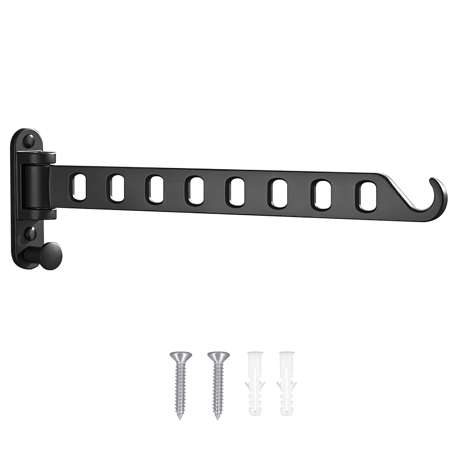 Pieghevole Appendiabiti da Parete, Ruotabile di 180 °Stendibiancheria da Parete con 27 Ganci Installazione Facile Muro Stendino Gancio per Lavanderia, Camera da Letto, Bagno,Nero