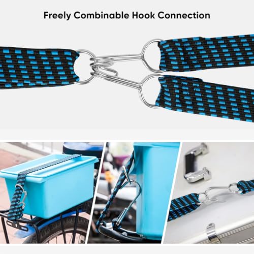 Image of Storite 4Pcs Bungee Cords for Motorcycle Bike with Metal Hooks, 1M High Elasticity Bungee Cord Elastic Rope for Cargo Travel Packaging (Blue)
