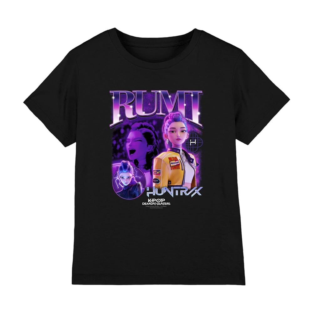 Kpop Demon Hunters Black K-Pop Demon Hunters - Huntrix Huntr/X Rumi Bootleg Kids T Shirt, 5-6