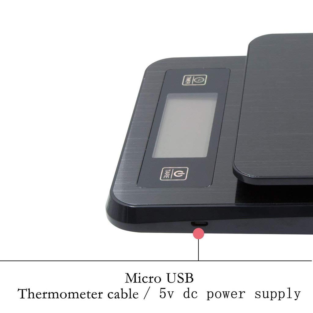 Báscula digital para café, con temporizador, 2000 g/0,01 oz/0,1 g, báscula para joyas, báscula de cocina, báscula para alimentos, báscula profesional multifuncional con pantal(Negro-20*14,5*3cm)