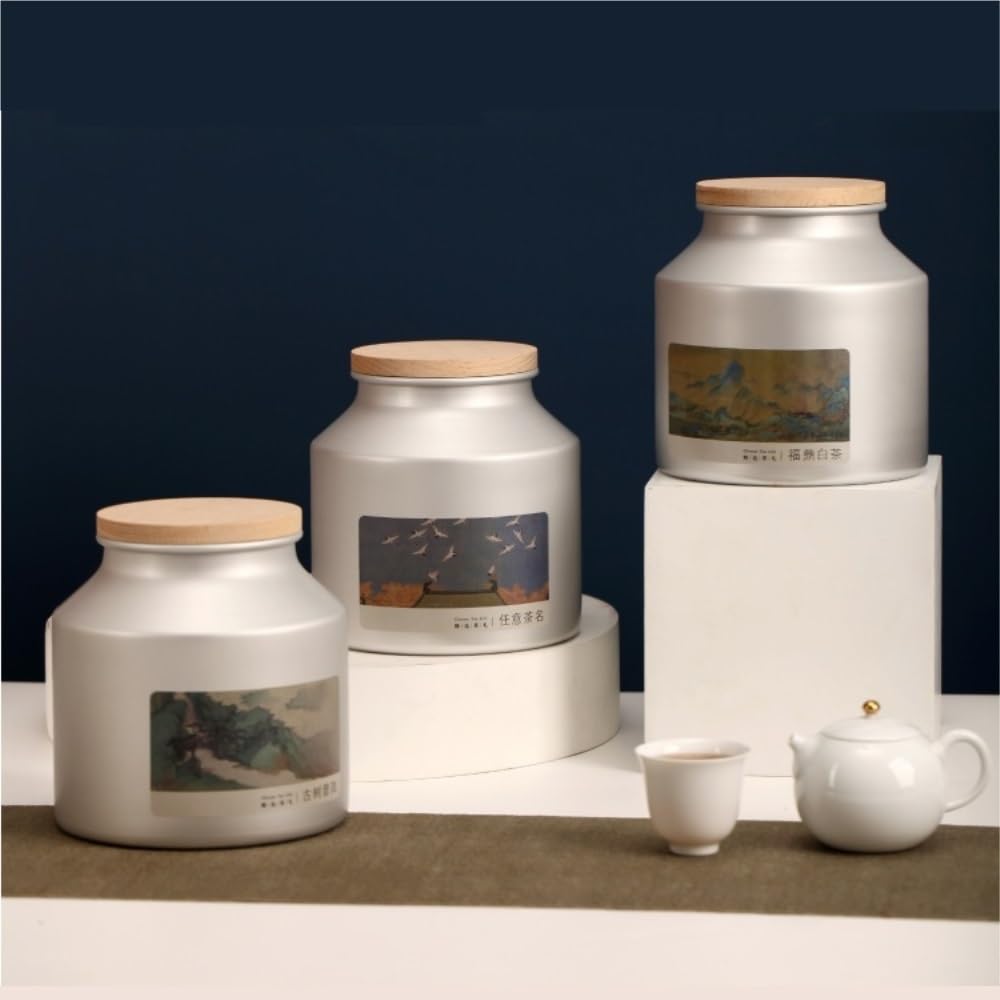 Juego De Té Contenedor de almacenamiento de té a granel Lata de aluminio puro Lata sellada Lata vacía Lata de hierro Juego de té Lata individual Juego de caja de regalo Tarro Para Guardar Té(A)
