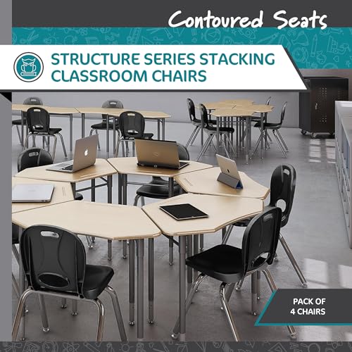 Image of Learniture LNT-118-CSW-BK Learniture Structure Series Stackable School Chairs for Classroom, 18 inch Seat Height, Black, Pack of 4